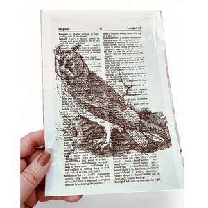 Wise Owl - Upcycled Dictionary Art Print - 6"x9" Mini Poster - Nature Avian
